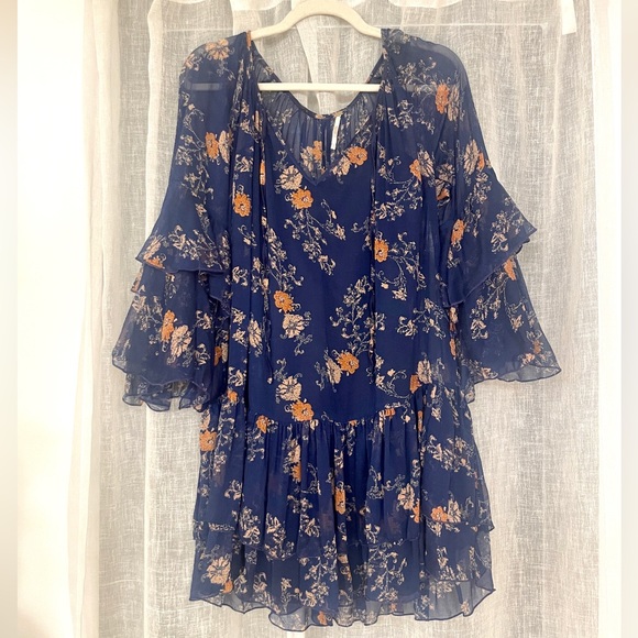 Free People Floral Mini Boho Dress - Picture 1 of 7